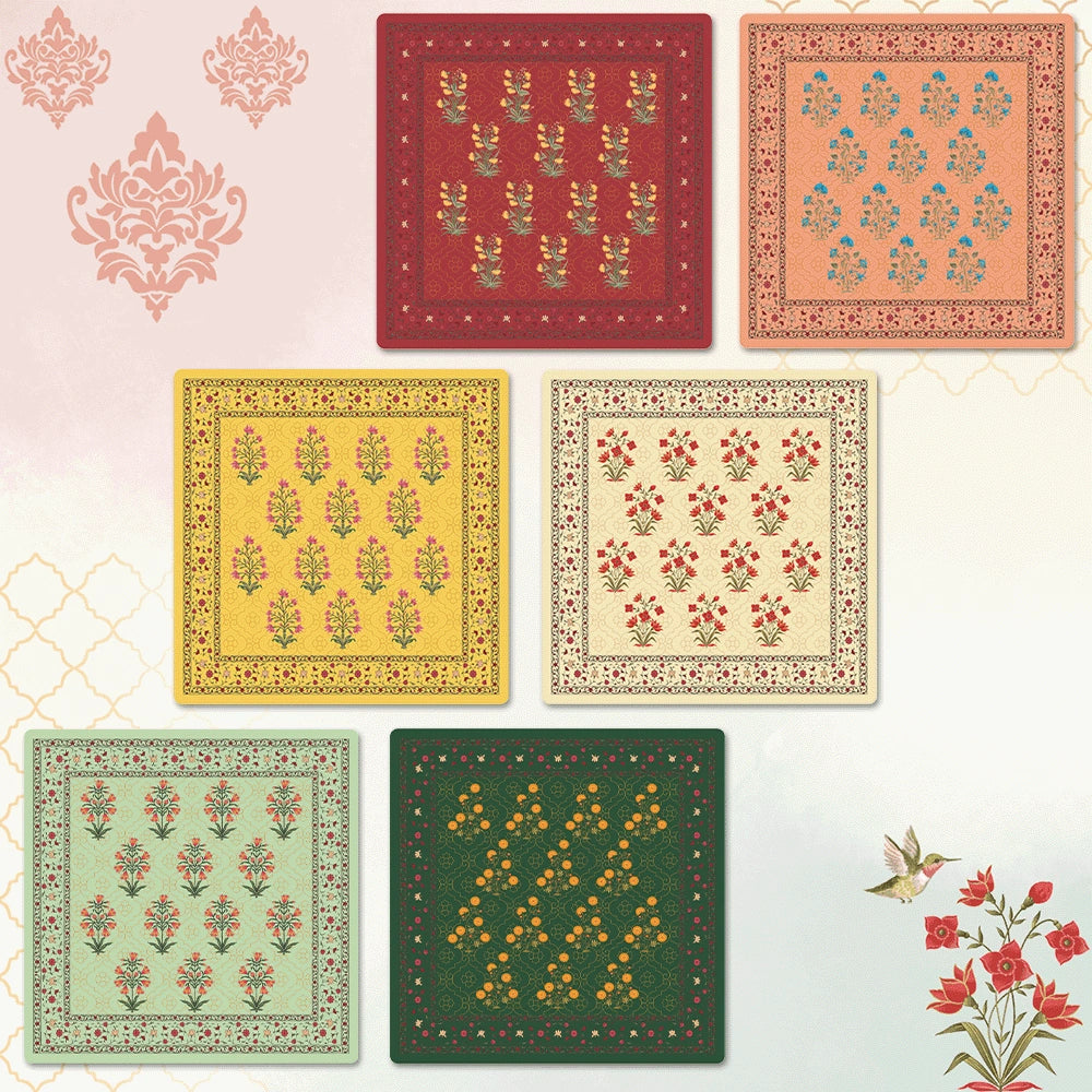 Mughal Flowers Coasters | Table Coaster Set of 6